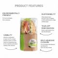 Opakowanie Snack Bag M NATURE Fifty Fifty - BON APETIT, przezroczyste z papierową etykietą, zawiera świeże składniki. Posiada perforację do łatwego otwarcia oraz samoprzylepne zamknięcie. Ekologiczne materiały, atrakcyjny wygląd, 1000 sztuk w zestawie.