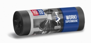 Worki na śmieci SUPERMOCNE LDPE 60L 10 szt. ANNA ZARADNA