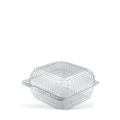 Pojemnik na ciasto SL-25N, przezroczysty, kwadratowy, z pokrywą, wykonany z tworzywa sztucznego. Posiada rowki na bokach dla lepszego zamknięcia. Idealny do przechowywania i transportu ciast. Pakowany w kartonie po 500 sztuk.