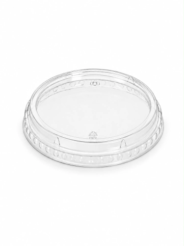 Transparentna pokrywka PET do kubka 280 ml zapewniająca szczelne zamknięcie deserów, jogurtów, sałatek i zimnych napojów.